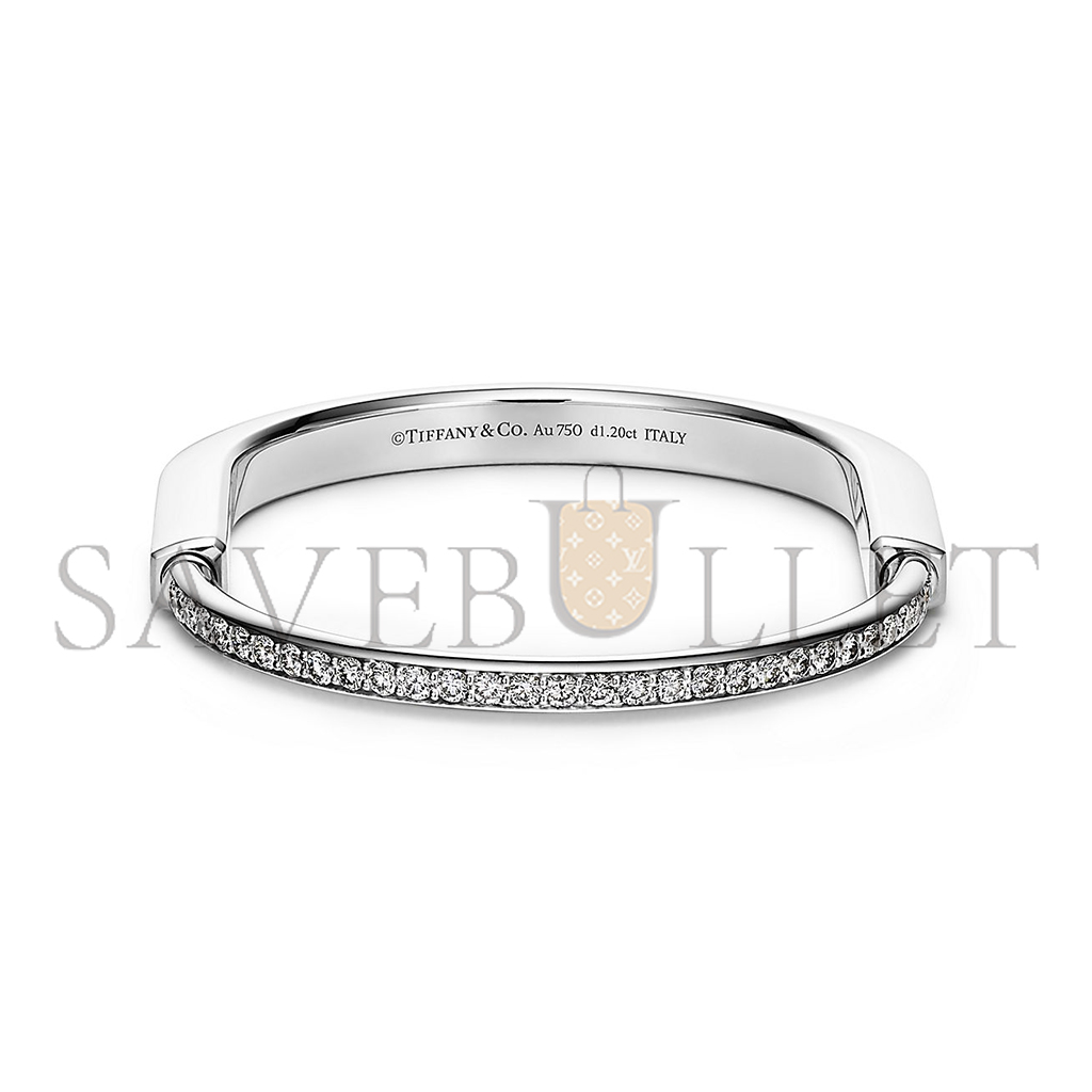 TIFFANY LOCK BANGLE IN WHITE GOLD WITH HALF PAVÉ DIAMONDS  70425300